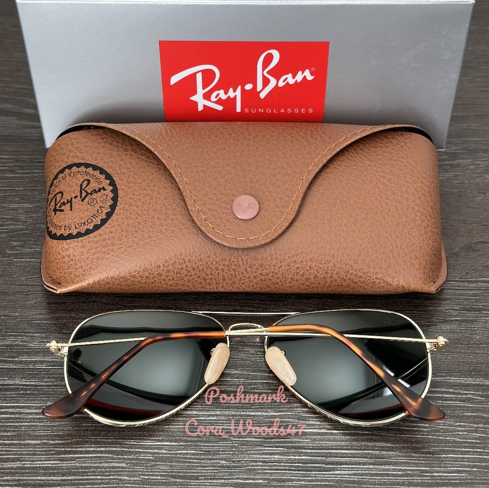 RayBan Aviator Purple Flash Lenses RB3025 Gold Frame 58 / 62 Unisex New - Picture 7 of 15